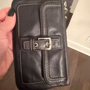 Black Leather Coach Wristlet